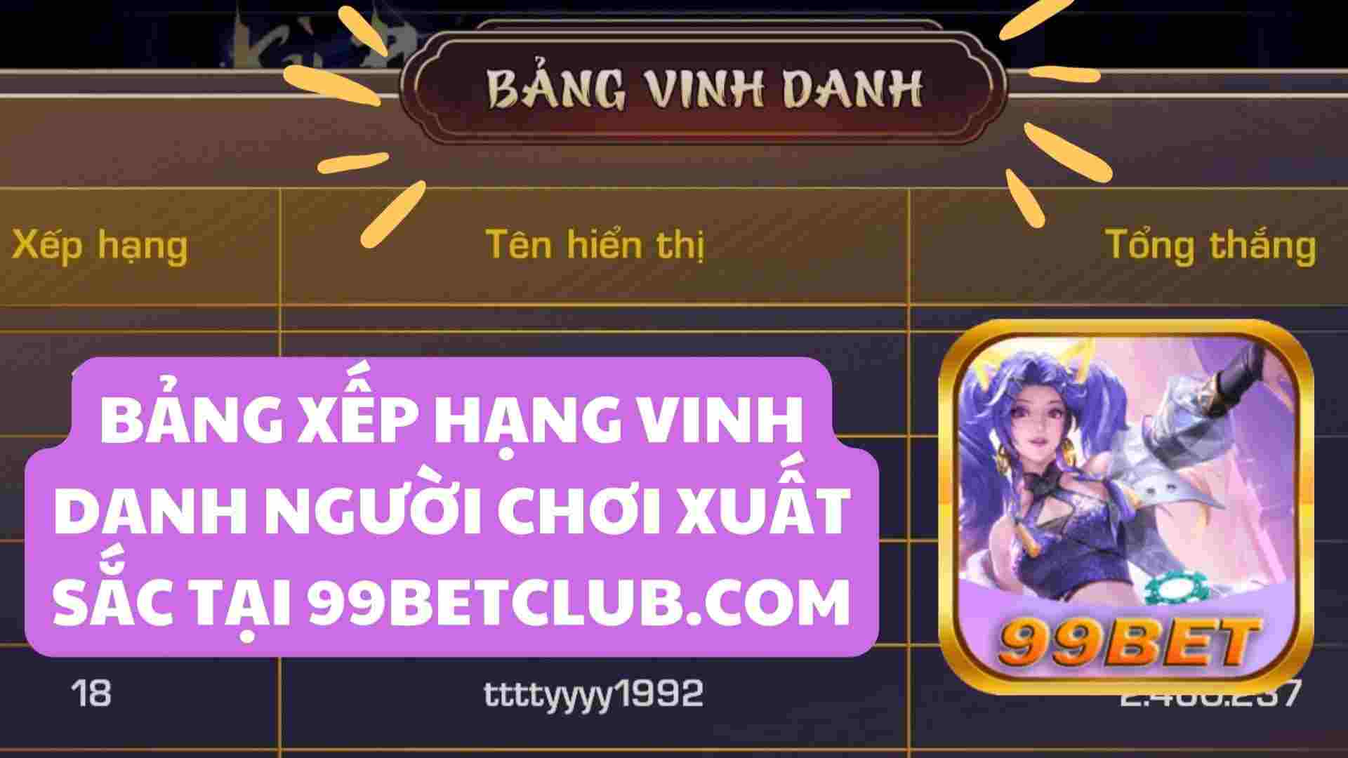 Sự kiện Vinh danh Top BXH mỗi ngày chỉ tại 99bet